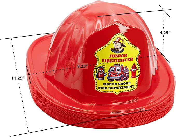 Kenco Kids Customizable Plastic Firefighter Hats -Choose your style, add your name or department