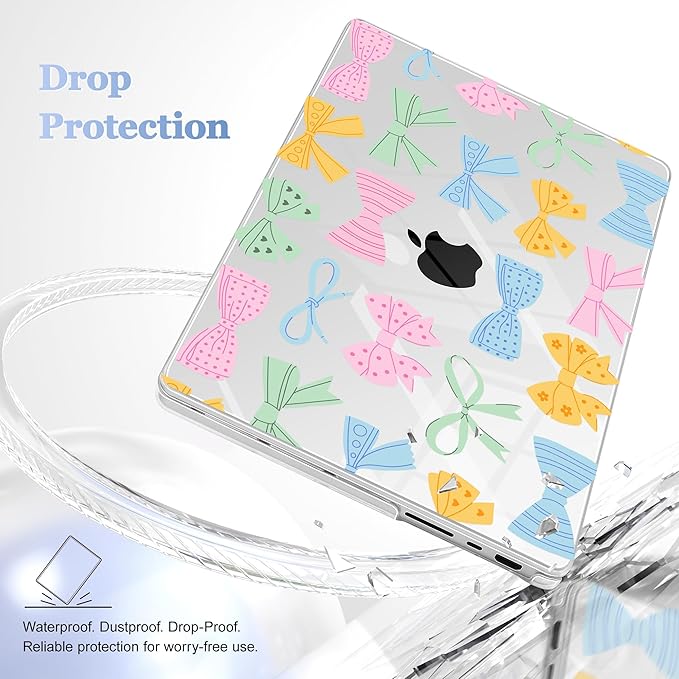 for MacBook Pro 16 inch Case 2021 2022 2023 2024 Release A3186 A3403 M4 A2991 M3 A2780 M2 A2485 M1 Pro/Max, Hard Shell Case with Screen Protector & Keyboard Cover, Colorful Bow