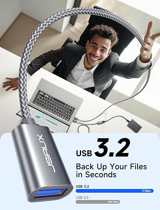 JSAUX 2Pack 1.6FT+1.6FT USB 3.0 Extension Cable, Type A Male to Female USB Extender Cord Nylon Braided Compatible with Webcam, Camera, Phone, USB hub, Mouse, Keyboard, Printer, Hard Drive, Xbox-Grey