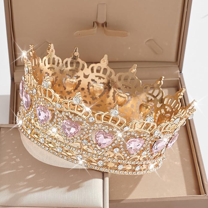 Queen Crown Wedding Rhinestone Heart Crowns and Tiaras for Women Costume Party Hair Accessories Princess BirthdayCrown Crystal Bridal Crown