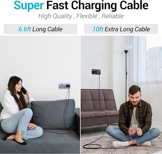 Phone 15 16 Charger, 30W Super Fast Charging, USB C Block Type C Cable Cord [ 6.6ft+10ft ] for iPhone iPhone 16,16 Plus,16 Pro,16 Pro Max, iPhone15, iPad Pro 12.9/11, Galaxy S24,S23,S22,S21-2Pack