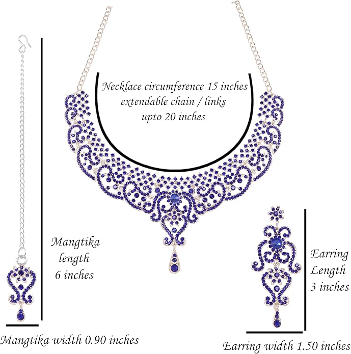 Touchstone Indian jewelry set for women bollywood gold jewellery wedding outfits necklace sets earrings bridal maang tikka fancy costume girls big desi accessories rhinestone in gold or silver tone