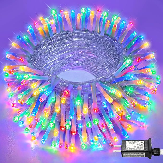 66FT 200 LED Christmas Lights Outdoor, Plug in Christmas String Lights Indoor, Waterproof & 8 Modes & Timer Function, Connectable Fairy Twinkle Light for Home Wedding House Decor, Multicolor