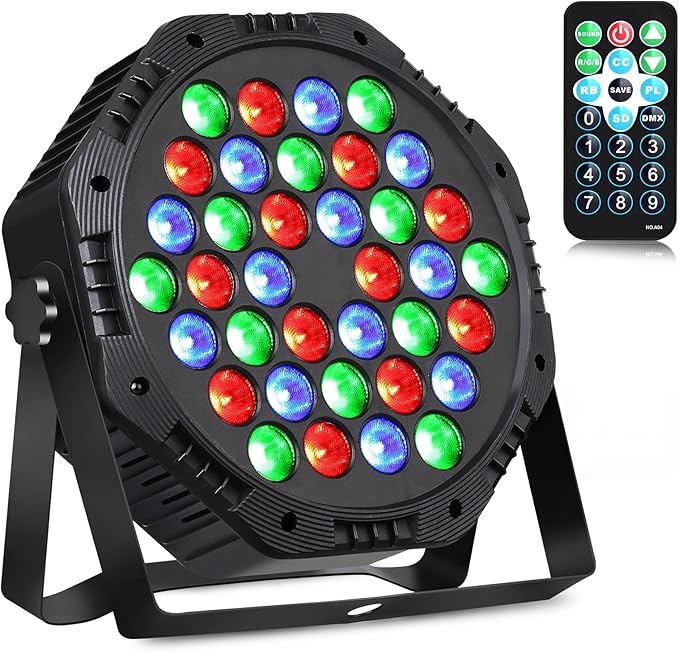 Rechargeable LED Par Can Lights, RGB Battery Powered Stage Light Uplights, Party Lights with Sound Activated Remote & DMX Control for Festival Event Wedding Bar Church（4 Pack
