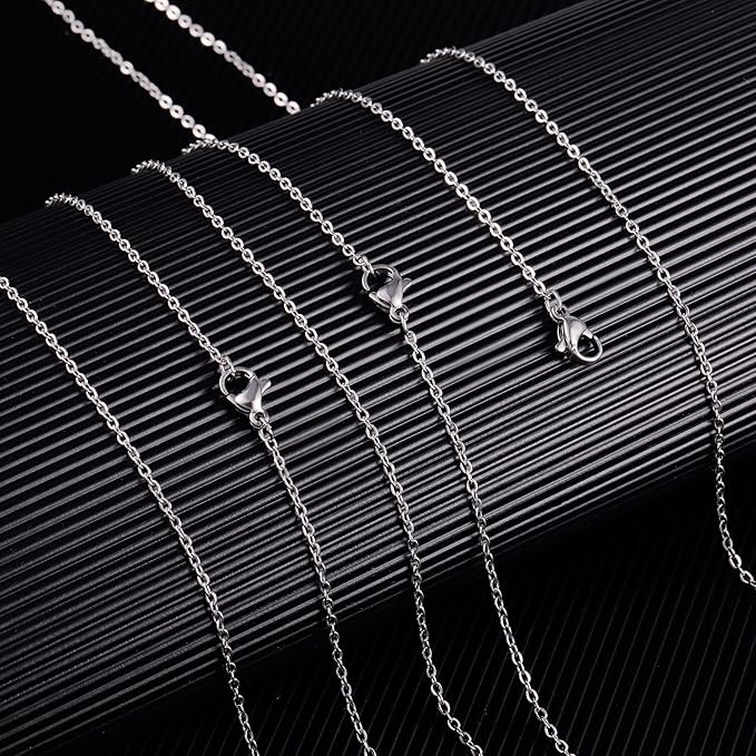 Wholesale 12 PCS Genuine Stainless Steel Fine Cable Chain Necklace Chains Bulk for Jewelry Making (26 Inch(2MM))