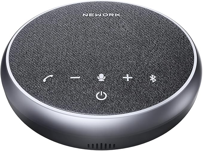 Bluetooth Conference Speakerphone with Microphone, 3 Mics with 360° Voice Pickup, 12H Call Time, Noise Reduction, USB-C Plug & Play, Portable Design, Compatible with Windows, iOS