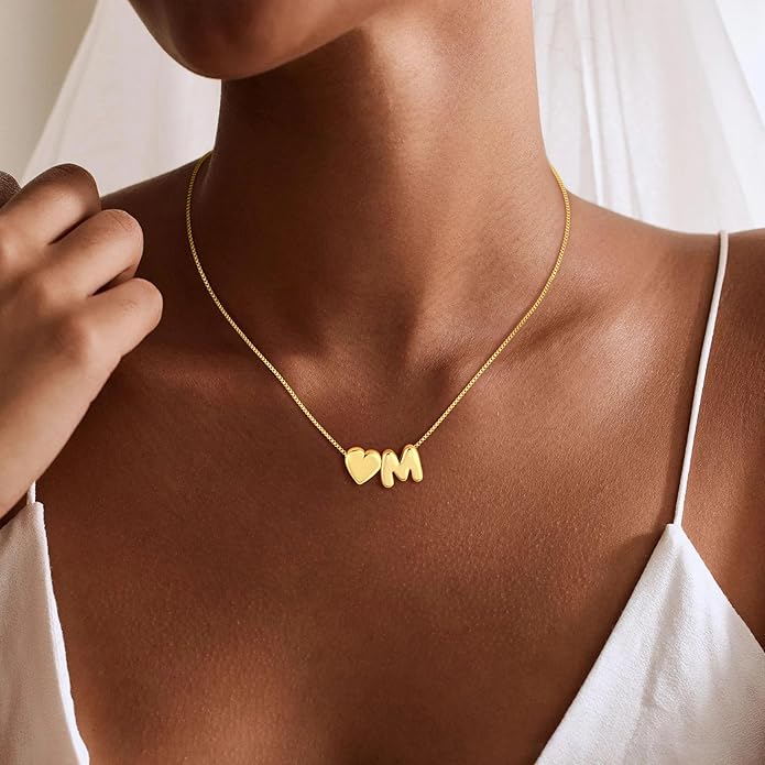 Valentines Day Gifts for Kids Teen Girls Women - 14K Gold Plated Dainty Heart A-Z Initial Letter Necklace Teen Girls Gifts Trendy Stuff Birthday Gift for 5 6 7 8 9 10 Year Old Girls Gift