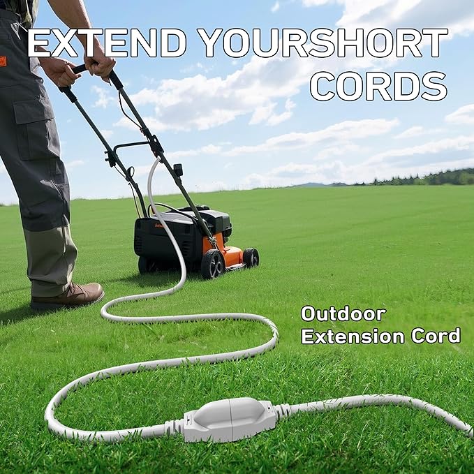 LUCKY TL Indoor Outdoor Extension Cord, 16/3 Gauge White Long Extension Cord 50ft, Waterproof Flexible Case, Made of Pure Copper, 13A 1625W 16AWG SJTW, 3 Prong Heavy Duty Wire, ETL