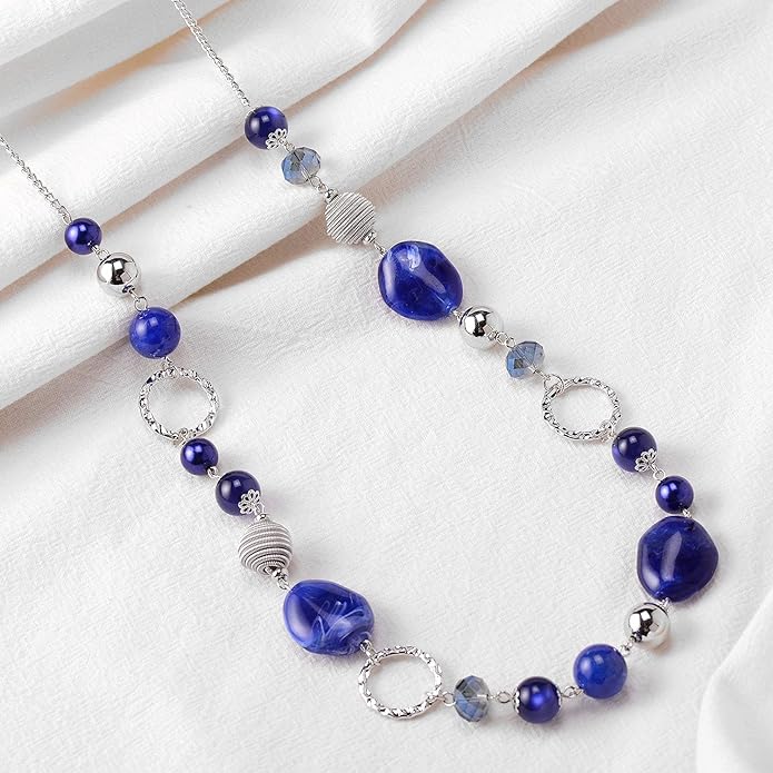 PEARL&CLUB Long Beaded Necklaces For Women - Sweater Chain Fashion Jewelry Necklace Gifts For Women