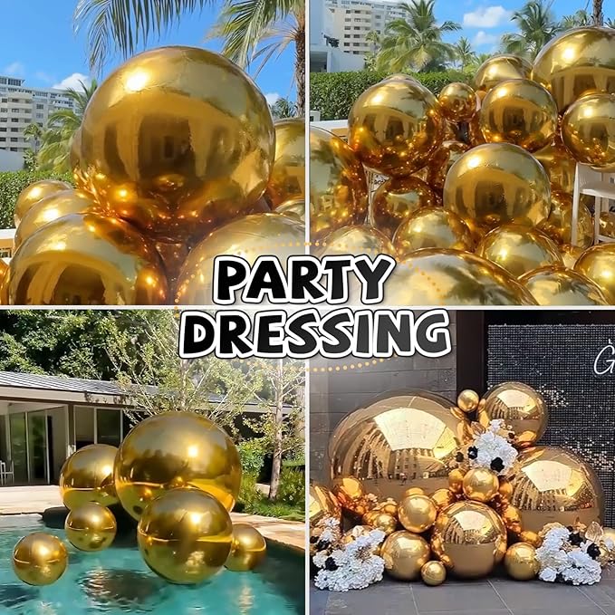 59in Inflatable Mirror Ball,Shiny Inflatable Ball Silver/Gold/Iridescent, PVC Hanging Large Disco Ball Decor for Party, Concerts, Stage, Wedding Decoration (1 Piece,Without Air Pump)