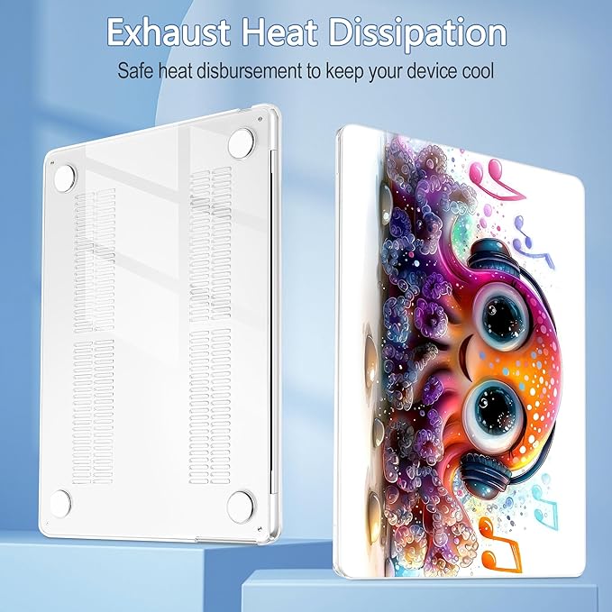 Mektron Compatible with M4 MacBook Air 15 inch Case 2025 A3241 2024 2023 M3 A3114 A2941 M2 Liquid Retina Display Touch ID, Plastic Hard Case & Keyboard Skin & Screen Protector - Cute Octopus