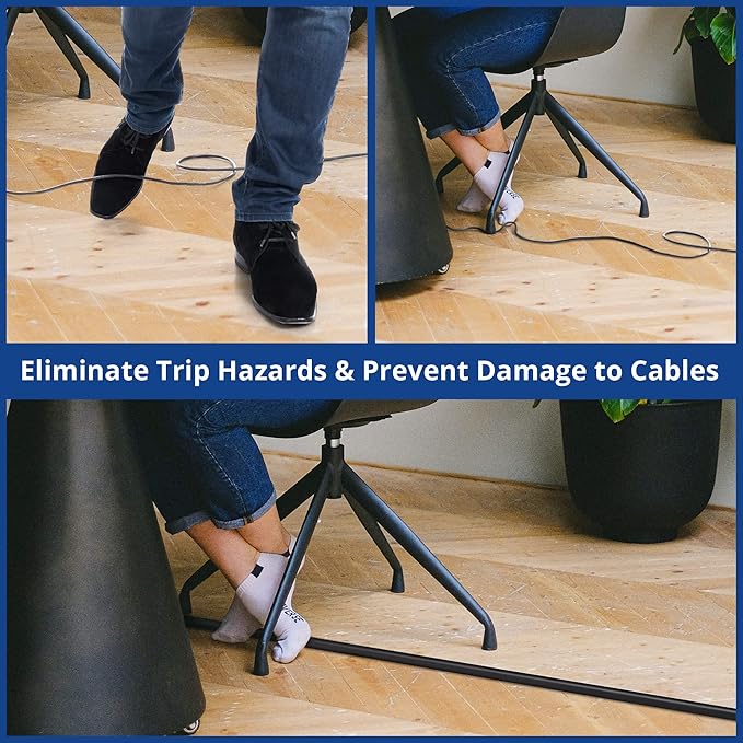 ZhiYo 4ft Cord Hider Floor for 1 Small Wire, Soft PVC Cord Covers for Wires on Floor, Wire Cover to Hide Power Cords, Cable Cover Protect Cords, Cable Cavity: W0.47in x H0.28in Ivory Beige