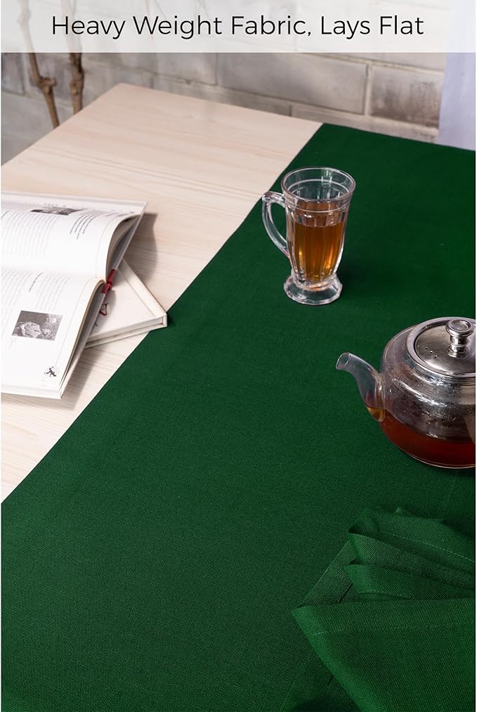 D'Moksha Homes Eden Green Table Runner 14 x 48 Inch - Faux Linen Coffee Table Runner - Wrinkle Resistant, Machine Washable Ideal for Dresser, Thanksgiving, Christmas, Holiday - 100% Recycled Fabric