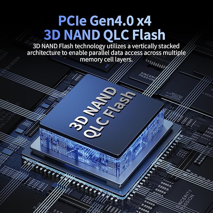 4TB SSD NVMe M.2 2280 PCIe Gen4 x4 Internal Solid State Drive - Up to 5000MB/s, 4TB SSD PS5 Dynamic SLC Cache, PS5 Compatible for Gaming PC Laptop(EN705)