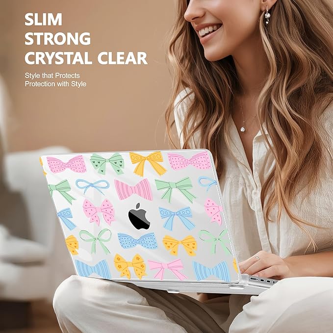 for MacBook Pro 16 inch Case 2021 2022 2023 2024 Release A3186 A3403 M4 A2991 M3 A2780 M2 A2485 M1 Pro/Max, Hard Shell Case with Screen Protector & Keyboard Cover, Colorful Bow