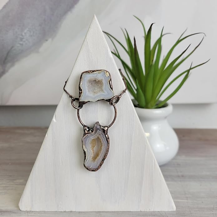 Crystal Joys Bohemian Agate Geode Slice Two Stone Necklace