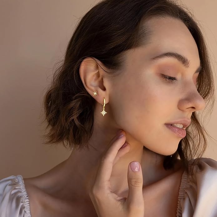 Small Gold Huggie Hoop Earrings Set for Women Men Hypoallergenic 14K Plated Stack Cartilage Earrings, Multiple Piercing Lightweight Mini Thin Cute Dainty Trendy Jewelry Set Christmas Gifts for Women