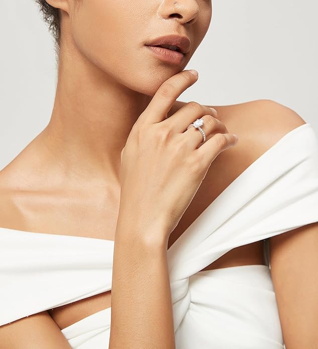 TIGRADE 2CT Engagement Ring for Women Marquise Cut Cubic Zirconia Wedding Band CZ Promise Anniversary Ring Size 3-12