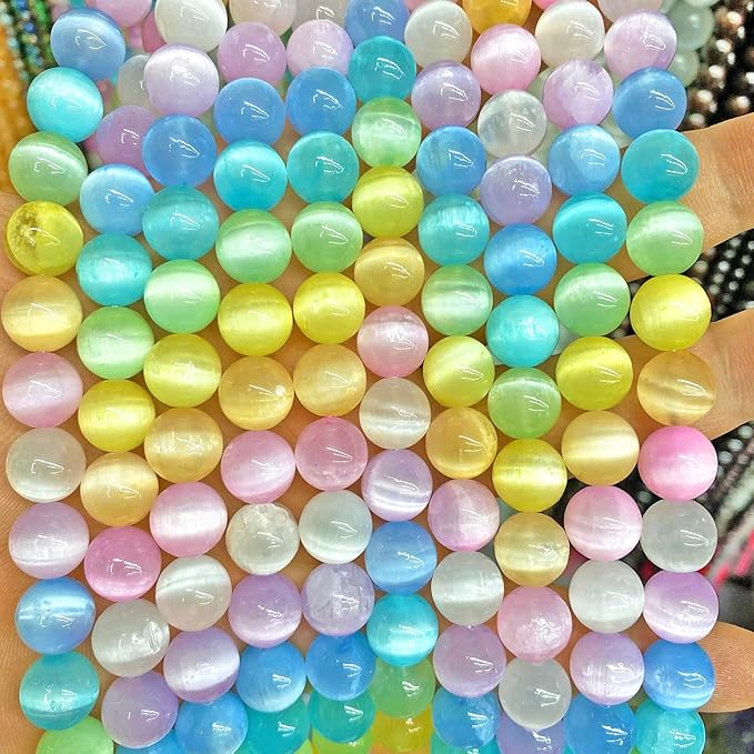 160PCS 4MM Colorful Selenite Gypsum Stone Crystal Beads for Jewelry Making DIY Bracelet 2 Strands