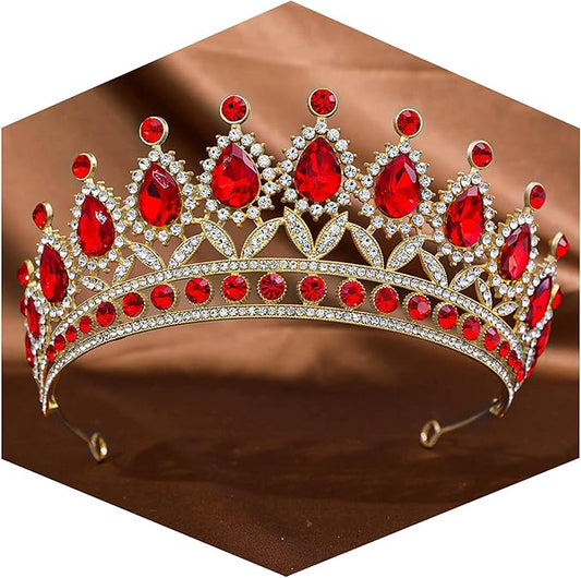 FORSEVEN Crystal Tiaras and Crowns for Women - Wedding and Birthday Party Princess Crown Hair Accessories - Bride Rhinestone Headband Halloween Decorations Hairband