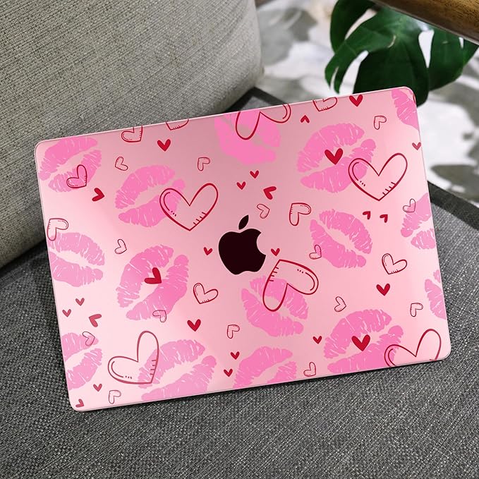 MEEgoodo Case for MacBook Pro 13 inch Case 2022 2021 2020 New A2338 M2/M1 A2251 A2289, Laptop Hard Shell with Keyboard & Camera Cover Compatible with 13 inch MacBook Pro, Cute Kiss & Love