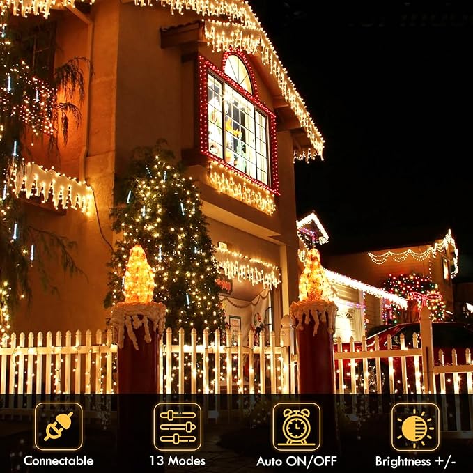 240LED 80FT Connectable String Lights Indoor Outdoor Clear Wire | Warm White Christmas Lights | Twinkle Fairy Light Plug in with Timer for Bedroom Classroom Wedding Tree Patio Decor (2 Pack)