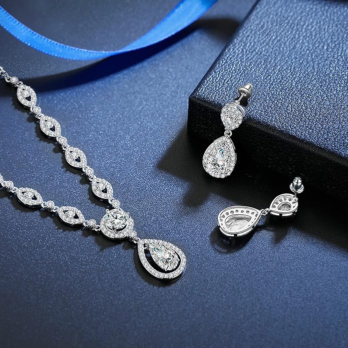 GULICX AAA Cubic Zirconia CZ Silver Plated Base Women's Party Jewelry Set Earrings Pendant Necklace