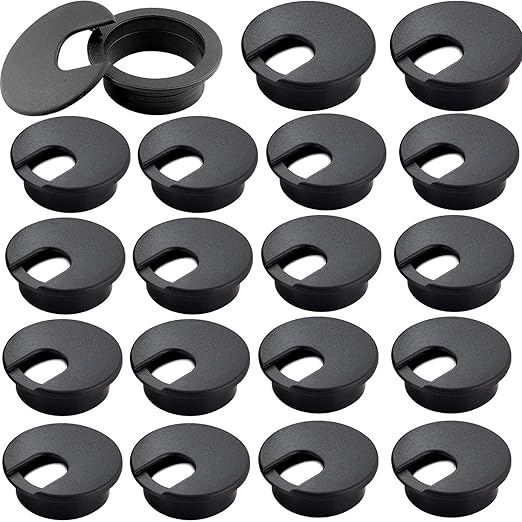 2" White Plastic Desk Grommet, HNBun 20 Pack Cable Wire Grommet Tidy Cable Hole Cover Organizers, Desk Cord Cable Hole Cover Grommet for Hide Office Desk Cords and Cables (50mm Mounting Hole Diameter)