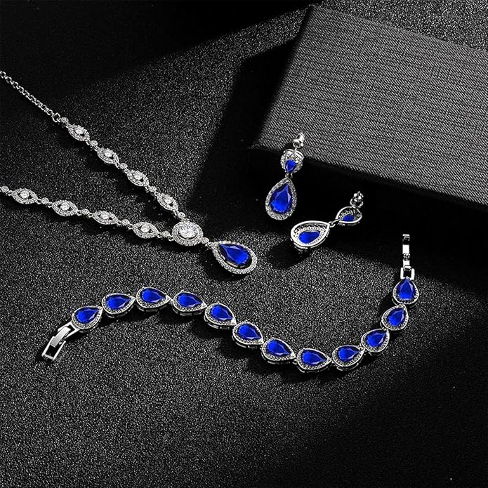 GULICX AAA Cubic Zirconia CZ Silver Plated Base Women's Party Jewelry Set Earrings Pendant Necklace