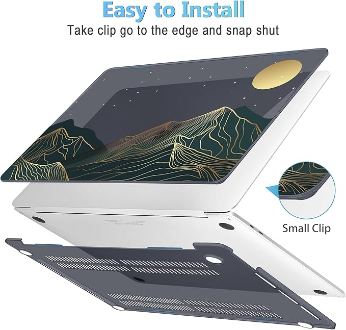 Mektron for MacBook Air 13 Case A1466/A1369 (2010-2017 Release), Snap-on Plastic Hard Shell Cover for MacBook Air 13.3 inch with Keyboard Cover, Abstract Mountain C112