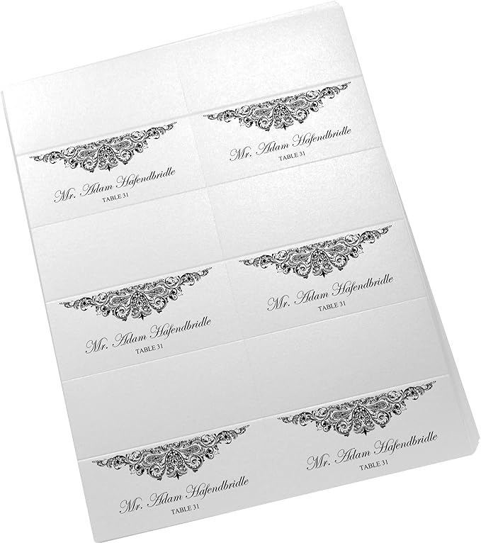 Paisley Printable Place Cards, Black (Choose Color), Set of 150 (25 Sheets), Laser & Inkjet Printers - Wedding, Party, Dinner, and Special Events - Made in the USA