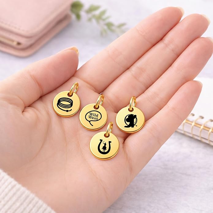 SM Design Western Charm Set of 4 – Stainless Steel Western Charms for Bracelets & Necklaces – Cowgirl, Ranch & Country Style Jewelry Charms – Western Gift for Women & Moms