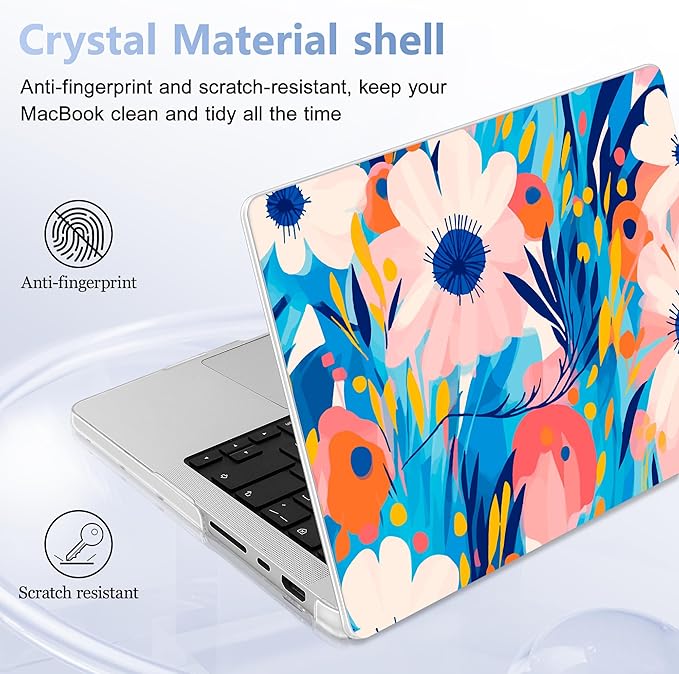 for MacBook Pro 16 inch Case 2021 2022 2023 2024 Release A3186 A3403 M4 A2991 M3 A2780 M2 A2485 M1 Pro/Max, Hard Shell Case with Screen Protector & Keyboard Cover, Ornament