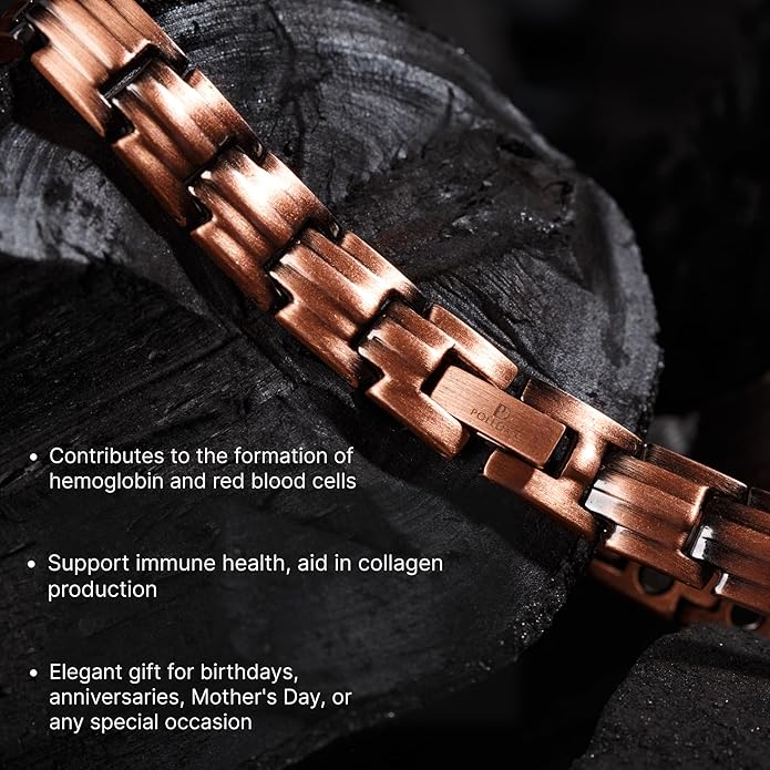 Copper Bracelets for Women - 6200 Gauss Power | 3X Strength Copper Bracelet | Magnetic Bracelets for Women - Adjustable Fit | 99.99% Pure Copper Bracelet for Women | Stylish Copper Jewelry