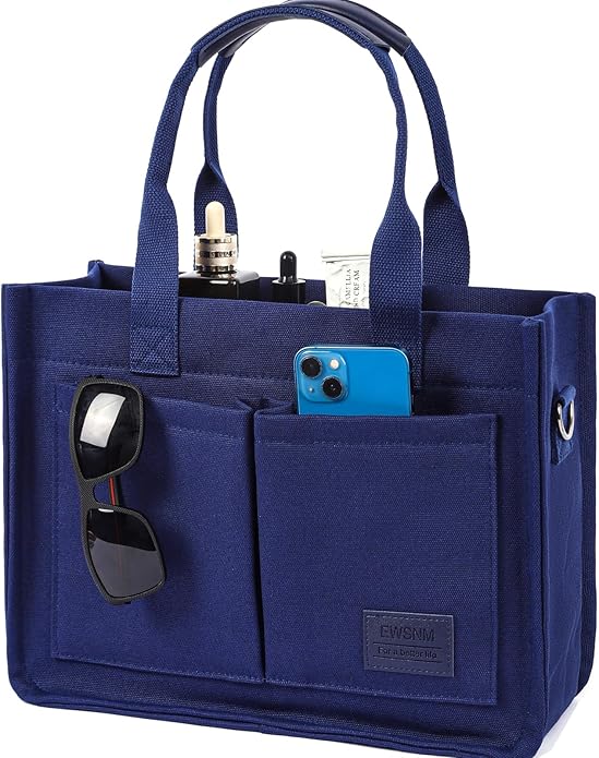 Canvas Tote Bag for Women, Large Laptop Travel Tote Handbag Totes with Crossbody Shoulder Teachers Reusable Grocery Bags