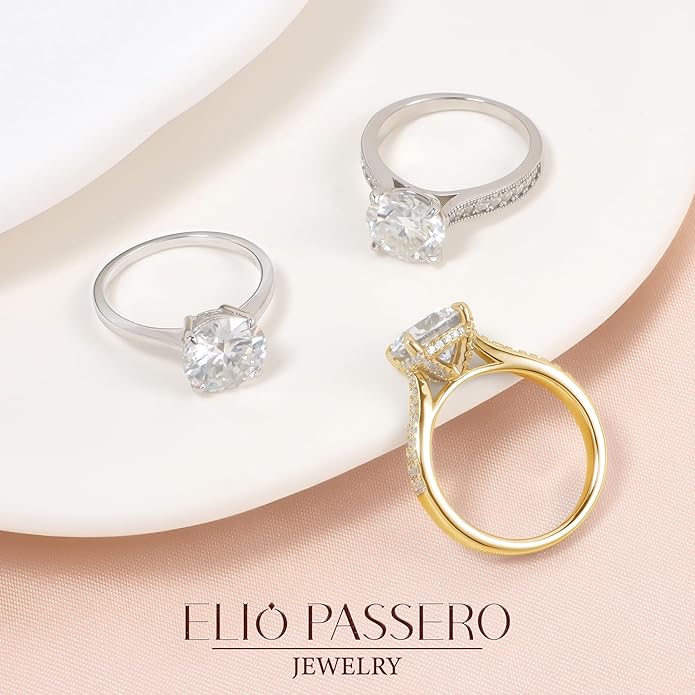 Moissanite Engagement Rings for Women,Promise Rings 925 Sterling Silver with 18K Yellow/White Gold Plated,D Color VVS1 Wedding Band Moissanite Ring 0.5/1/1.5/2/3/4CT