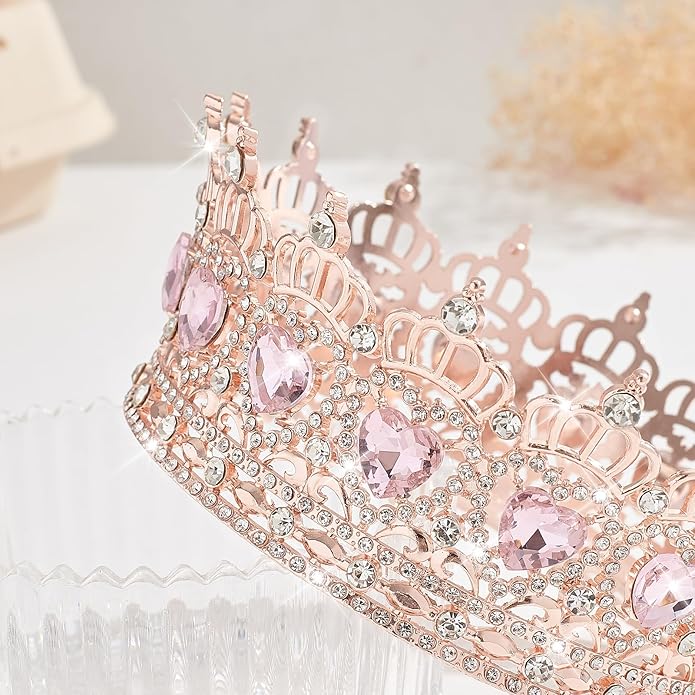 Queen Crown Wedding Rhinestone Heart Crowns and Tiaras for Women Costume Party Hair Accessories Princess BirthdayCrown Crystal Bridal Crown