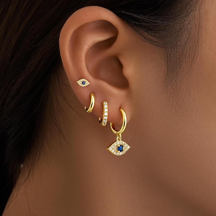 Small Gold Huggie Hoop Earrings Set for Women Men Hypoallergenic 14K Plated Stack Cartilage Earrings, Multiple Piercing Lightweight Mini Thin Cute Dainty Trendy Jewelry Set Christmas Gifts for Women