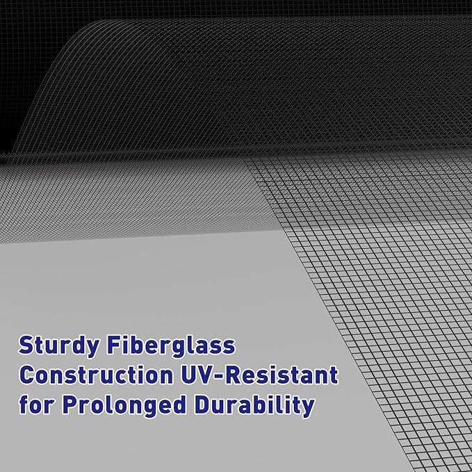 MAGZO Window Screen Replacement, 36"W x 90"L Sturdy Screen for Windows and Adjustable Door DIY Window Screen Roll French Patio Entry Porch Sliding Door Screen Mesh Curtain Net Wire Black