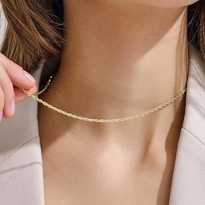 BEAYEG 14K Gold Chain Necklace for Women, Solid Chain Necklace, Hypoallergenic Durable Everyday Gold Jewelry Gift Ready (Length, 20inchs,Diameter1.6mm/1.8mm/2mm