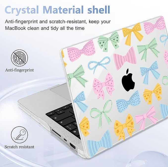 for MacBook Pro 16 inch Case 2021 2022 2023 2024 Release A3186 A3403 M4 A2991 M3 A2780 M2 A2485 M1 Pro/Max, Hard Shell Case with Screen Protector & Keyboard Cover, Colorful Bow