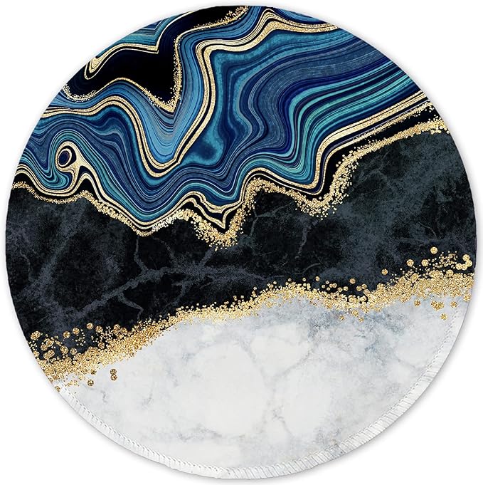 ITNRSIIET Round Mouse Pad with Stitched Edge Premium-Textured Waterproof Non-Slip Rubber Base Desktop Protection Mat Diameter 8.7 inches, Abstract Art Marble