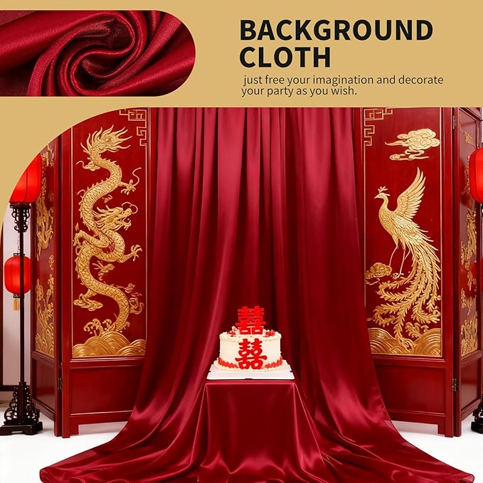 5x10FT Photo Stage Backdrop 2 Panels Curtains Drapes for Photography and Party(Burgundy)