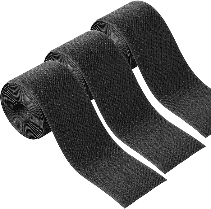 WILLBOND 4 Pack 10 ft x 3 Inch Cable Floor Strip Cable Cover Cords Carpet Protector Management Hook and Loop Tape for Wires on Floor Cords and Prevent a Trip Hazard (Black)