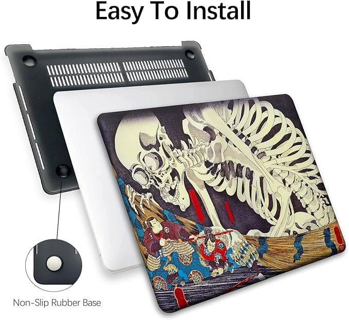 Berkin Arts Compatible with MacBook Air 13 inch Cover, 2022-2018 Release A2179/A2337 M1 with Keyboard Cover & Screen Protector Cloisonnism Feudal Japan Art (The Skeleton Specter by Kuniyoshi)