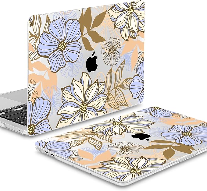 Mektron for MacBook Pro 13-inch Case 2022 2021 2020 Release A2338 M2 M1 A2289 A2251, Printed Plastic Hard Shell Cover for New MacBook Pro 13.3-inch Touch Bar Fits Touch ID，Abstract Floral