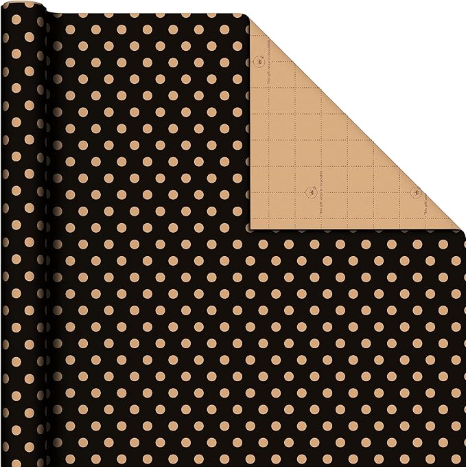 Hallmark All Occasion Reversible Wrapping Paper - Gold & Kraft Stripes, Triangles, Chevron, Polka Dots