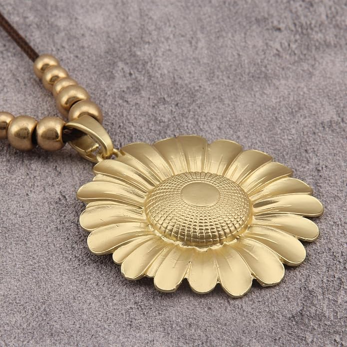 Boho Leather Necklace Women Bohemian Brown Circle Pendant Necklace Choker Long Necklaces for Women Boho Ring Large Pendant