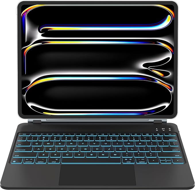 iPad Pro 13 inch case 2024 with Keyboard, Keyboard Case for iPad Pro 13-inch (M4, 2024) with 7 Colors Backlight, Multi-Touch Trackpad, Easy-Set Magnetic Stand, Auto Sleep/Wake (Black)