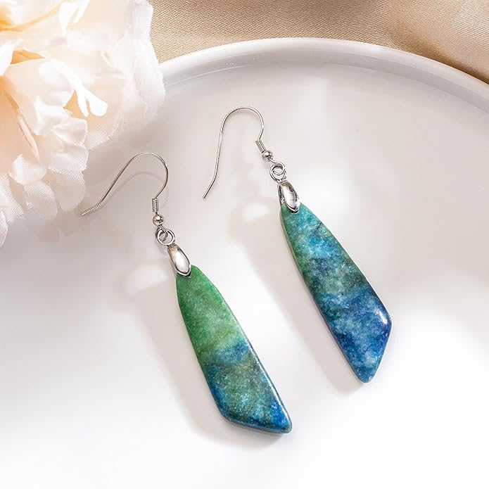 SELOVO Jasper Stone Earrings for Women Trendy Dangle Earrings Fishhook Drop Earrings